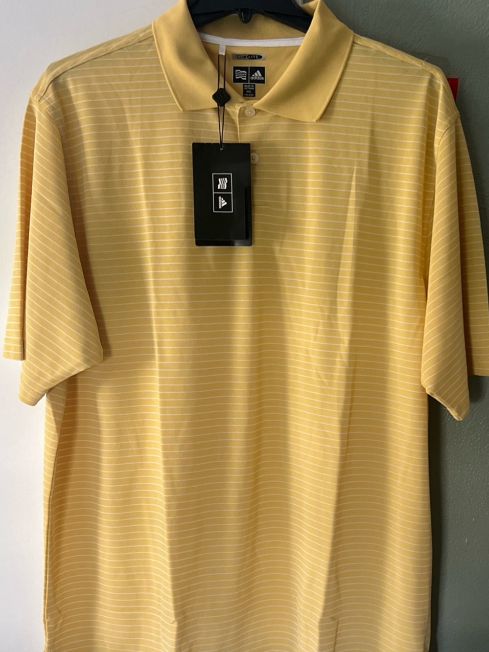 VTG 2009 Adidas Climalite Golf Polo Shirt Men’s 2XL BRIGHT YELLOW. NOS Polyester